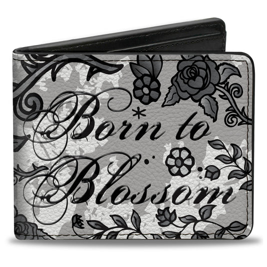 Bi-Fold Wallet - Born to Blossom Black White