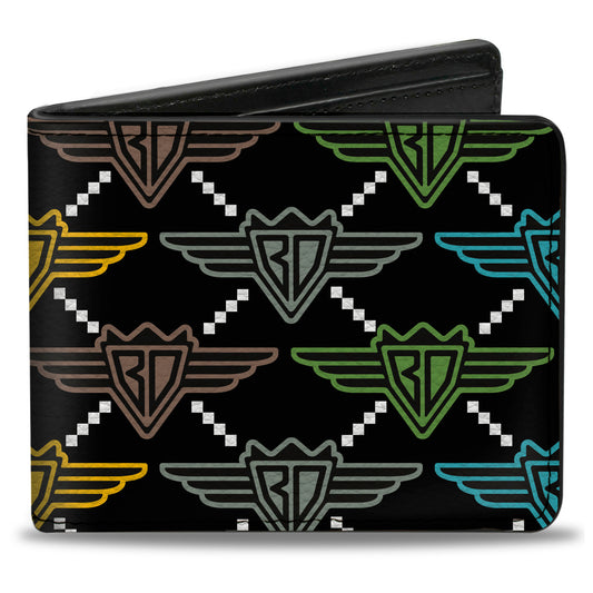 Bi-Fold Wallet - Buckle-Down BD Monogram Black Multi Neon