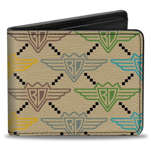 Bi-Fold Wallet - Buckle-Down BD Monogram Tan Multi Neon