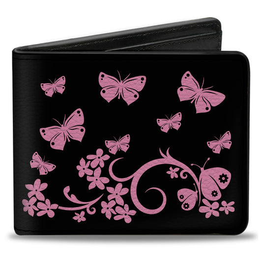 Bi-Fold Wallet - Butterfly Garden Black Pink