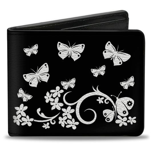 Bi-Fold Wallet - Butterfly Garden Black White