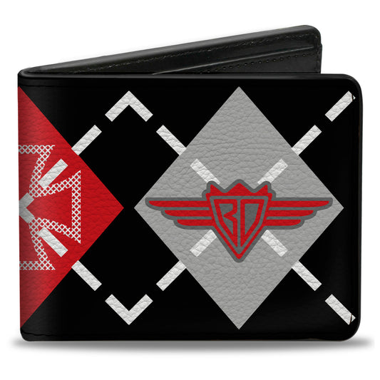 Bi-Fold Wallet - Buckle-Down Argyle Black Red Gray