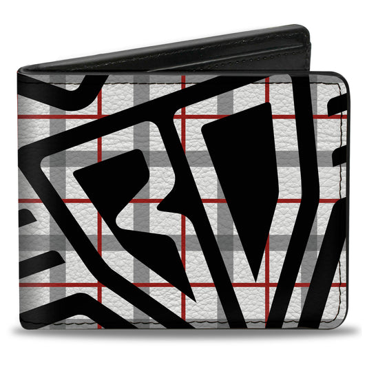 Bi-Fold Wallet - Buckle-Down Plaid White Gray Red