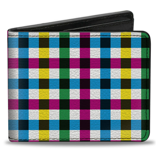 Bi-Fold Wallet - Buffalo Plaid White Multi Color