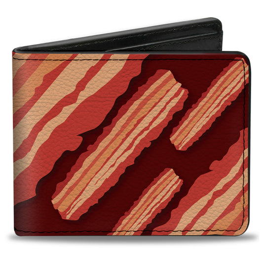 Bi-Fold Wallet - Bacon Slices Maroon