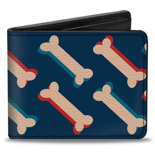 Bi-Fold Wallet - Bones Blue Tan Red