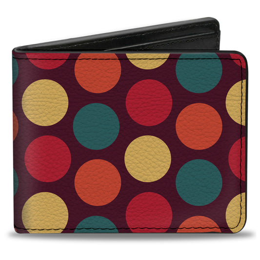 Bi-Fold Wallet - Big Dots Purple Multi Pastel