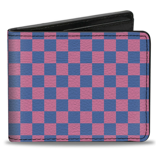Bi-Fold Wallet - Checker Baby Pink Baby Blue