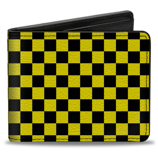 Bi-Fold Wallet - Checker Black Neon Yellow