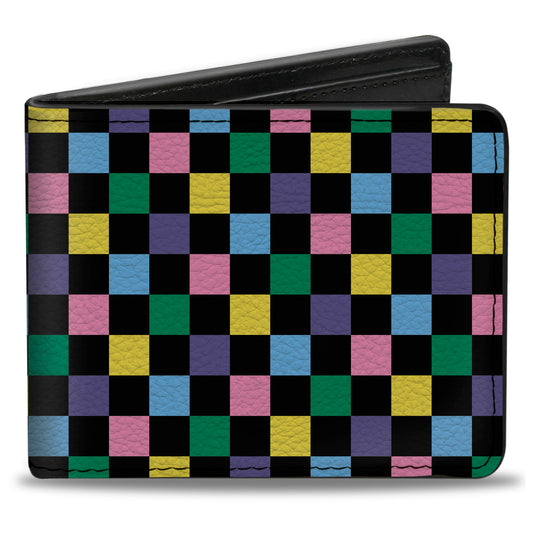 Bi-Fold Wallet - Checker Black Multi Pastel