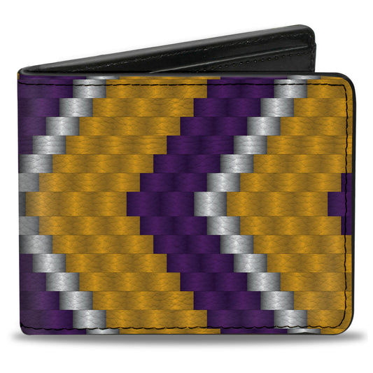 Bi-Fold Wallet - Chevron Weave Gold Purple White