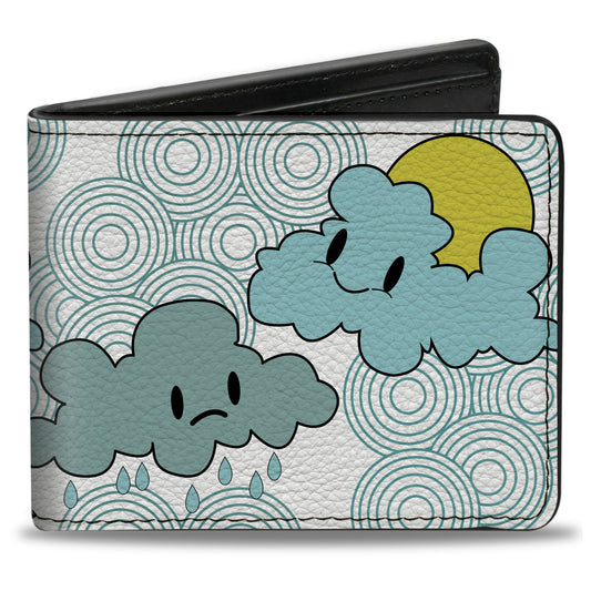 Bi-Fold Wallet - Cloudy Skies Rain Clouds White Blues