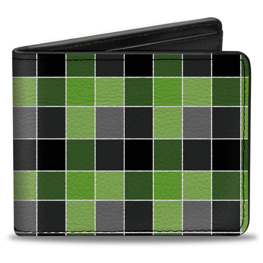 Bi-Fold Wallet - Checker Mosaic Green
