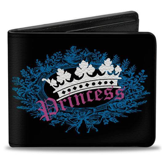 Bi-Fold Wallet - Crown Princess Oval Black Turquoise