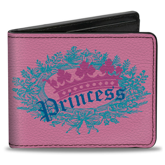 Bi-Fold Wallet - Crown Princess Oval Pink Turquoise