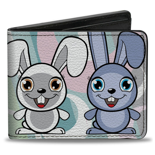 Bi-Fold Wallet - Cute Bunnies Multi Pastel
