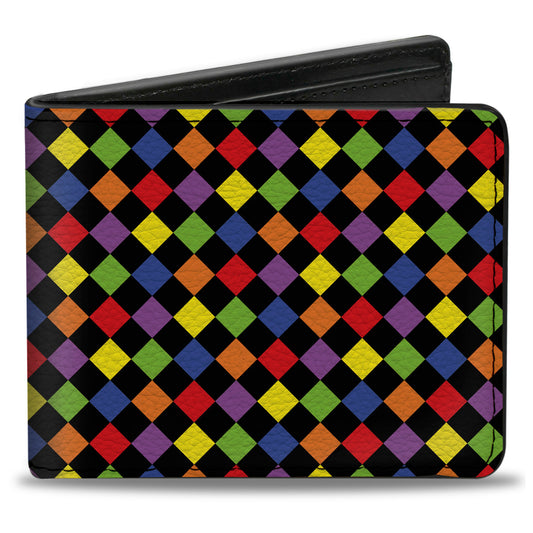 Bi-Fold Wallet - Diamonds Black Multi Neon