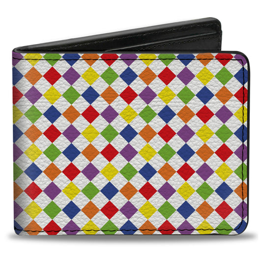 Bi-Fold Wallet - Diamonds White Multi Neon