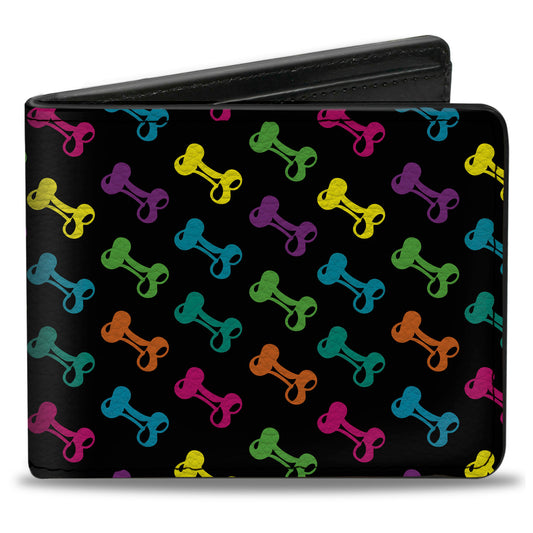 Bi-Fold Wallet - Dog Bone Black Multi Color