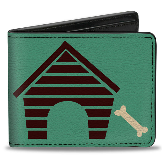 Bi-Fold Wallet - Dog House & Bone Turquoise Brown