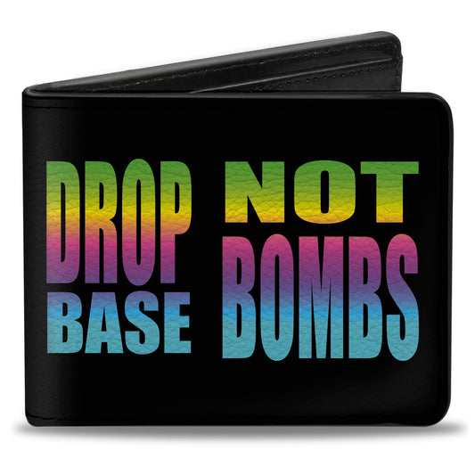 Bi-Fold Wallet - DROP BASS NOT BOMBS Black Rainbow