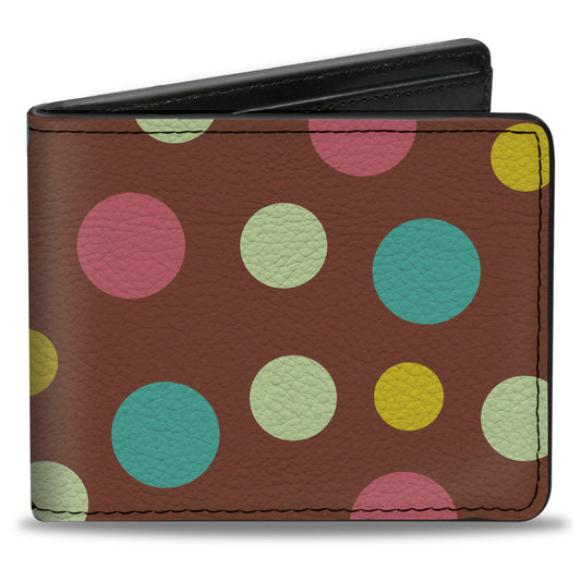 Bi-Fold Wallet - Dots Brown Multi Pastel