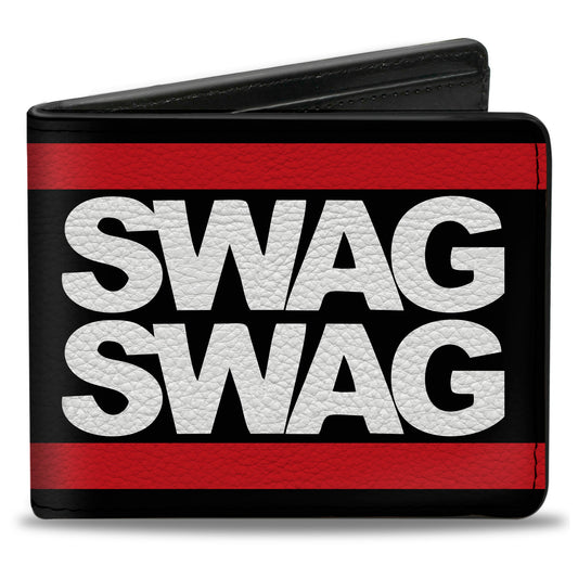 Bi-Fold Wallet - Double SWAG Black White Red Stripe