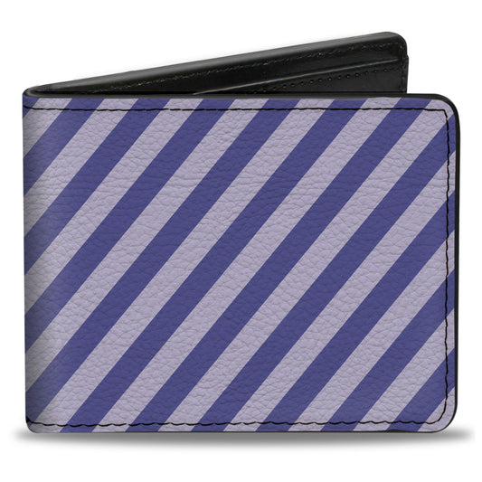 Bi-Fold Wallet - Diagonal Stripes Pastel Blues