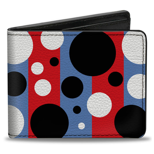 Bi-Fold Wallet - Dot Blocks Blue Red Black White