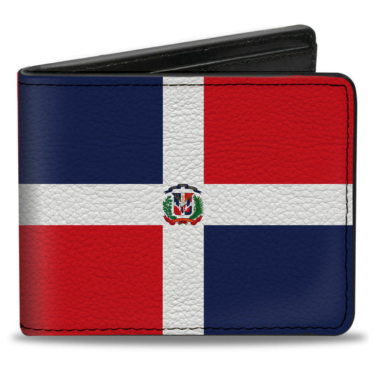 Bi-Fold Wallet - Dominican Republic Flags Black Blocks