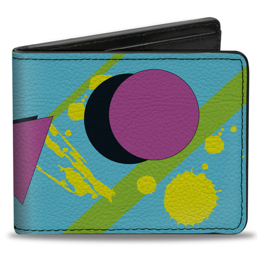 Bi-Fold Wallet - Eighties Party Blue Yellow Pink