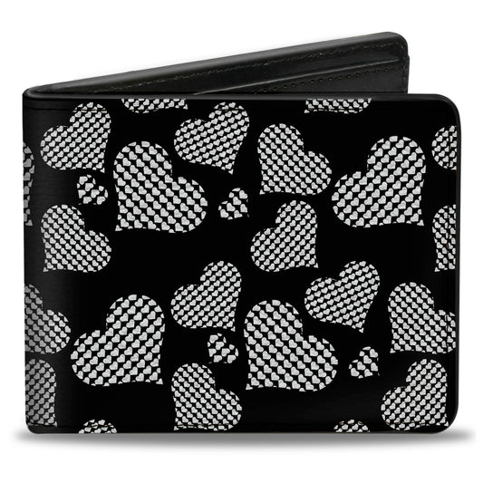 Bi-Fold Wallet - Eighties Hearts Black White