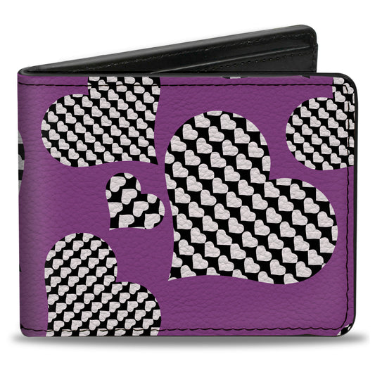 Bi-Fold Wallet - Eighties Hearts Fuchsia Black White
