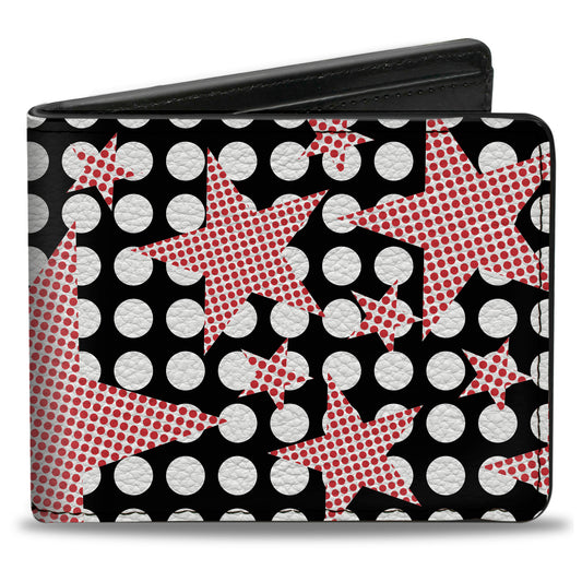 Bi-Fold Wallet - Eighties Stars2 Black White Red