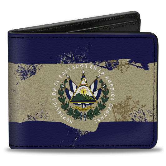 Bi-Fold Wallet - El Salvador Flag Distressed Painting
