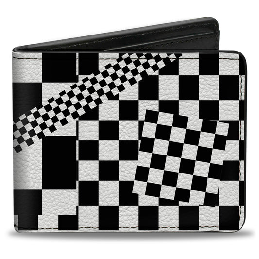 Bi-Fold Wallet - Funky Checkers Black White