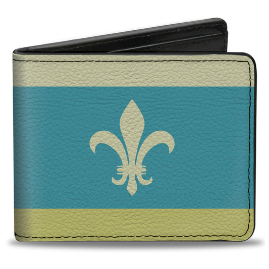 Bi-Fold Wallet - Fleur-de-Lis2 Baby Blue Tan Lime Green