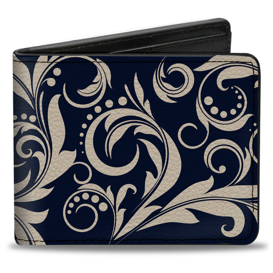 Bi-Fold Wallet - Filigree Navy Khaki