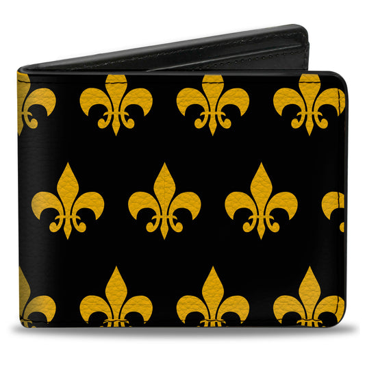Bi-Fold Wallet - Fleur-de-Lis Black Yellow
