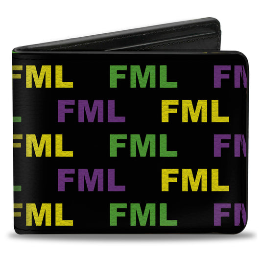 Bi-Fold Wallet - FML Black Yellow Green Purple