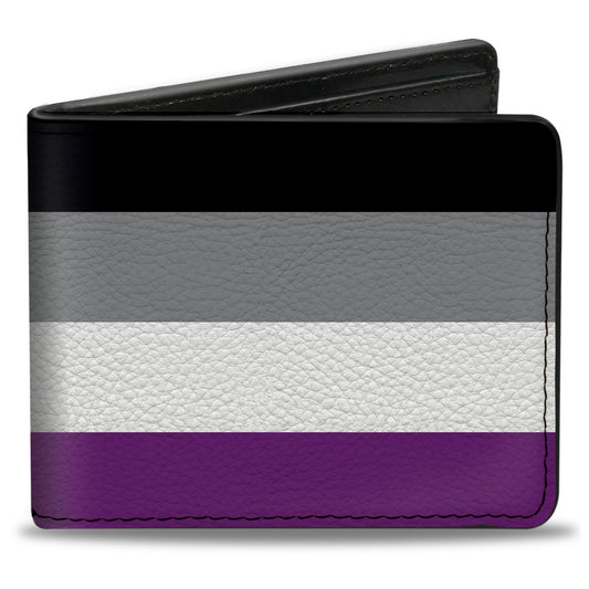 Bi-Fold Wallet - Flag Asexual Black Gray White Purple