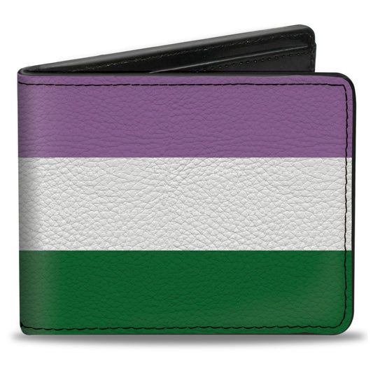Bi-Fold Wallet - Flag Genderqueer Lavender White Green