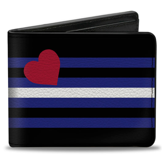 Bi-Fold Wallet - Flag Leather Black Blue Red White
