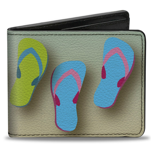 Bi-Fold Wallet - Flip Flops2 Aqua Multi Color