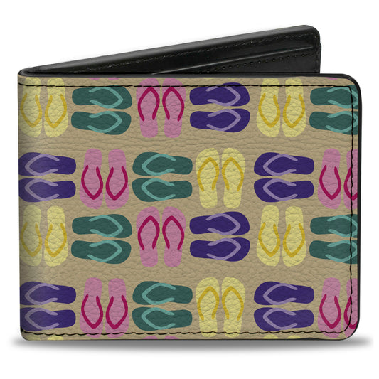 Bi-Fold Wallet - Flip Flops4 Sand Multi Color