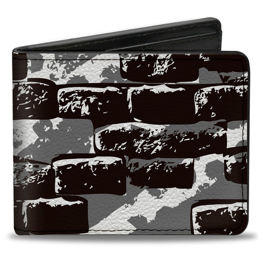 Bi-Fold Wallet - Grunge Bricks Black White