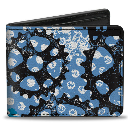 Bi-Fold Wallet - Grunge Gears Blue