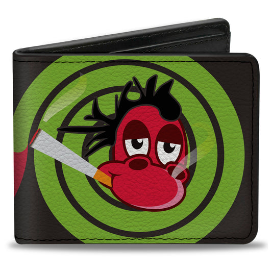 Bi-Fold Wallet - Green & Red Dragons Smoking Gray