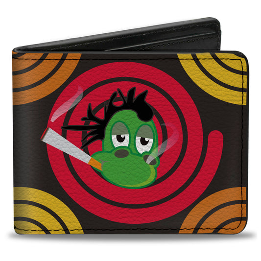 Bi-Fold Wallet - Green Dragons Smoking Purple