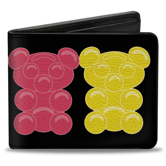 Bi-Fold Wallet - Gummy Bears Cartoon Black Red Yellow Green
